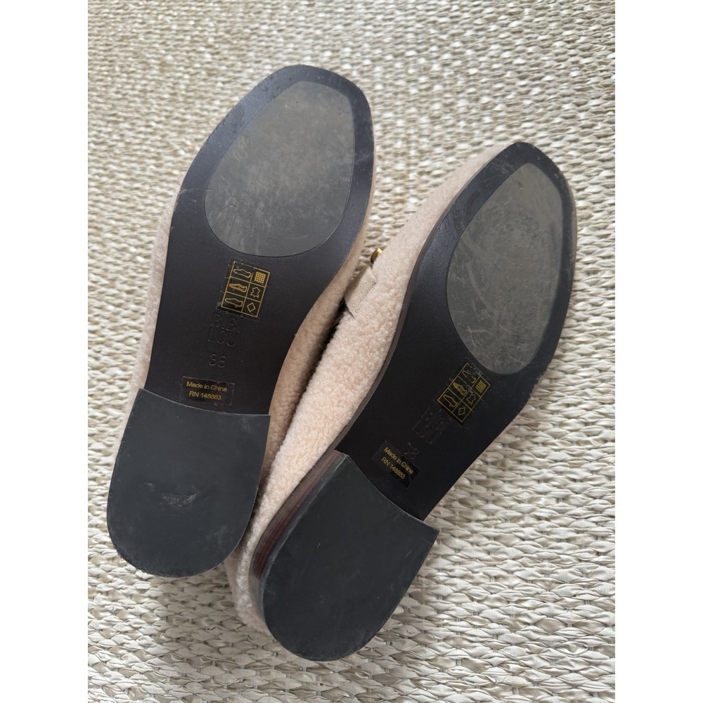 Bibi Lou Anthropologie Marcella Sherpa Teddy Loafers 38/8. Coastal Gold Hardware - Picture 4 of 8